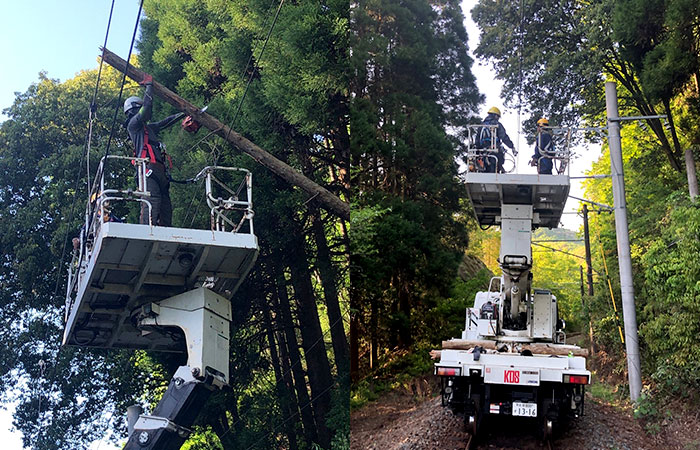 軌陸両用作業車を活用した安全の向上